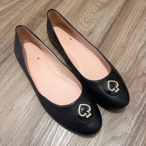 Kate Spade Black Flats with Heart Detail